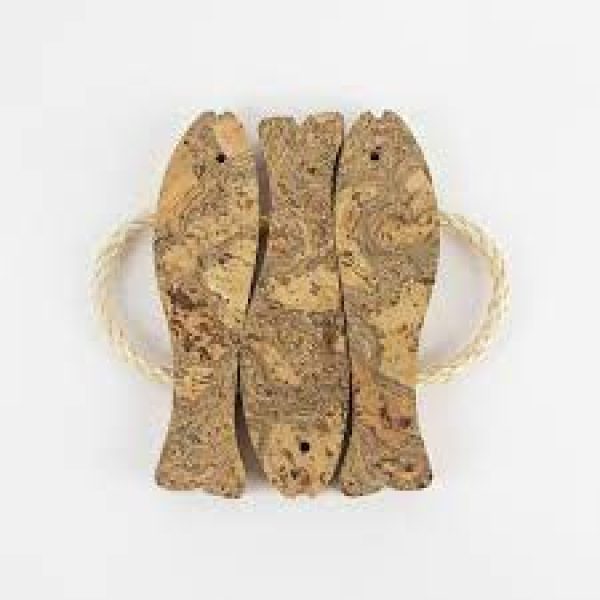 Cork Trivet / three fish/ ice grey